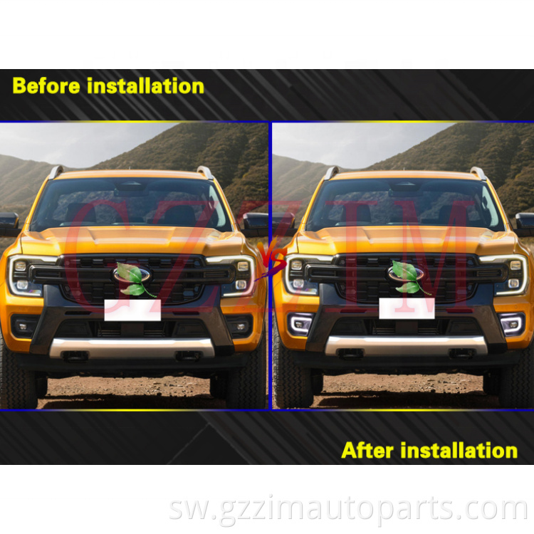 Mchana wa gari Kuendesha taa LED DRL kwa Ranger 2023 Mtindo wa Wildtrak